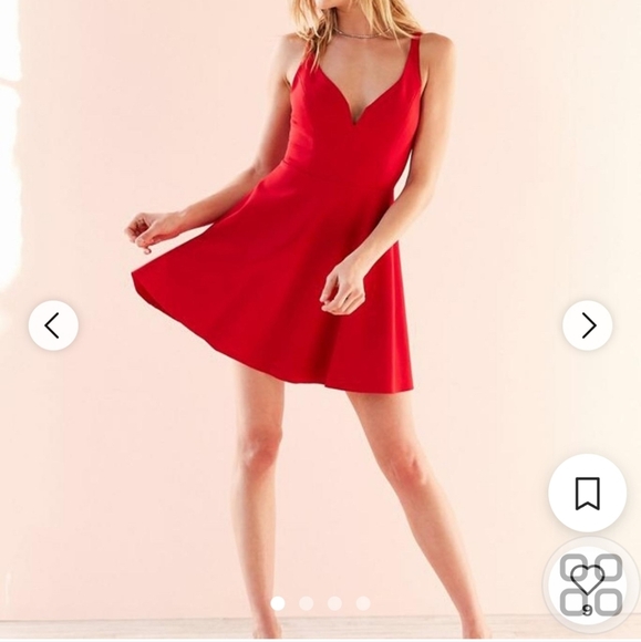 NWOT Kimchi Blue UO Heart Of The Ocean Red Sweetheart Mini Dress Size Large - Picture 12 of 13